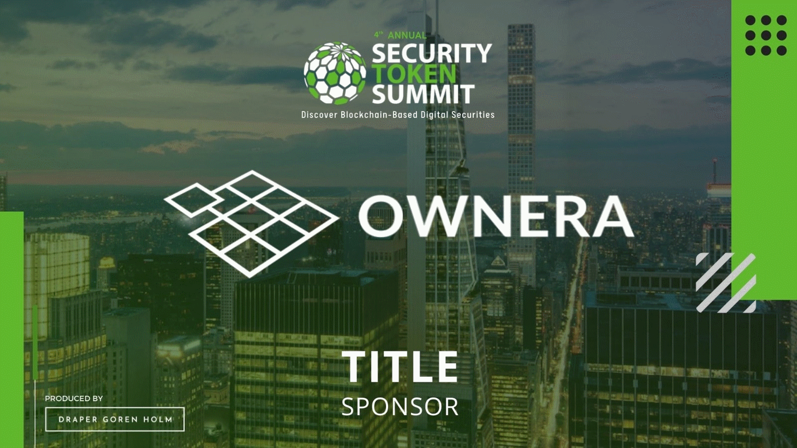 Ownera Named Title Sponsor of 4th Annual Security Token Summit this May in New York City