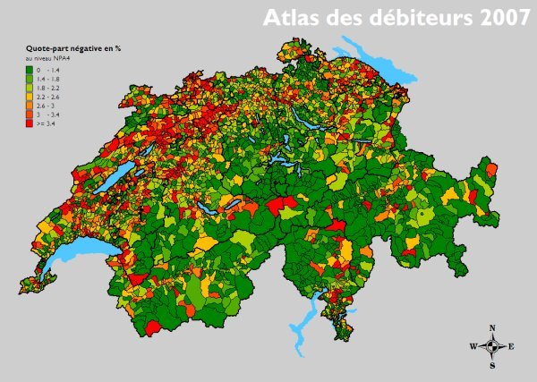 Atlas des débiteurs en Suisse 2007